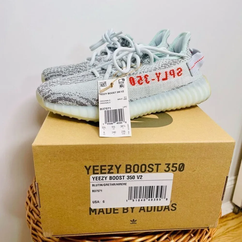 NEW Adidas Yeezy Boost 350 V2 Blue Tint Mens Size 6 / 7.5 Womens GW3773 NWT Box